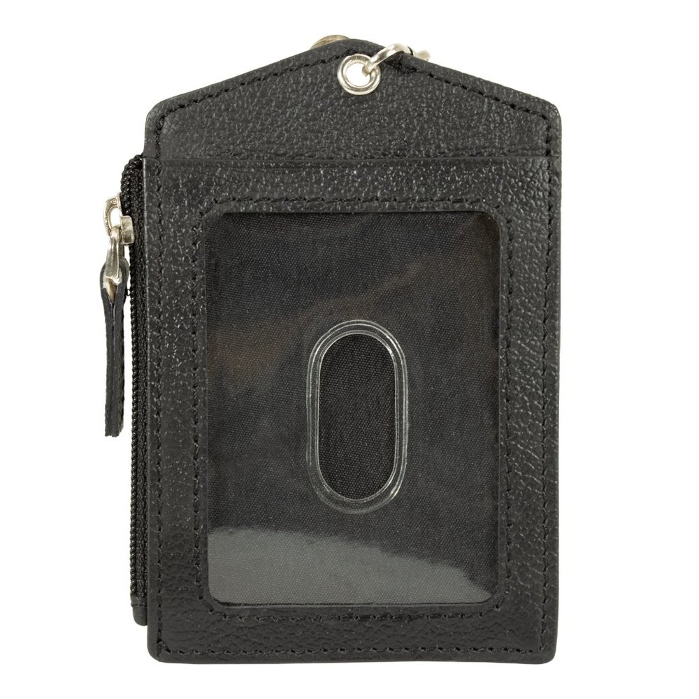 ID lanyard Card Holder in Genuine Leather, Black - Picture 9 of 11